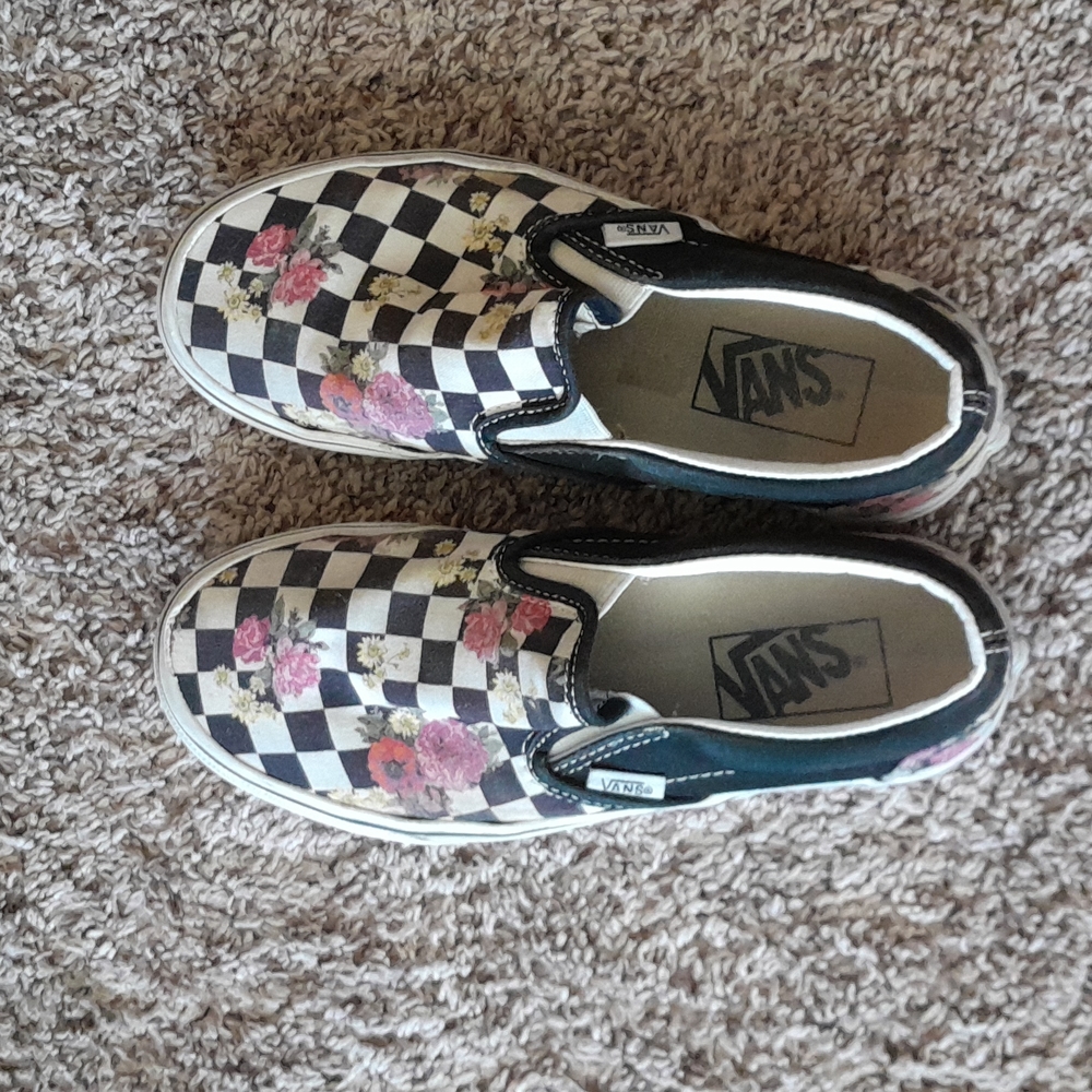 Checkered flower vans